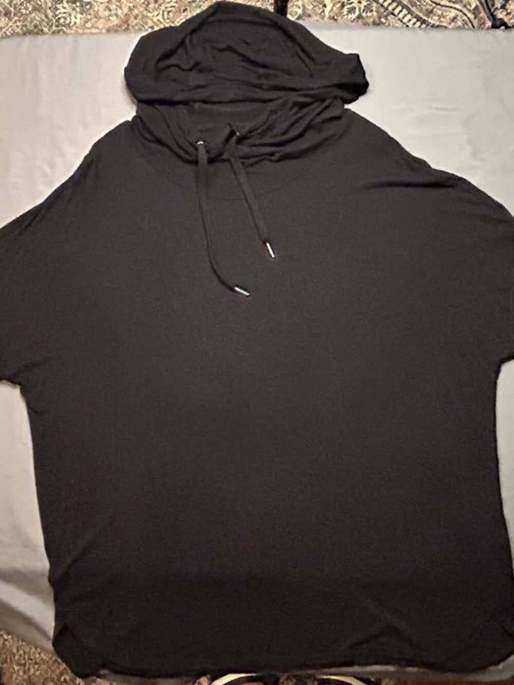 Avia Black Soft Knit Cowl Neck Drawstring Hoodie Pullover Top Womens Large 12-14